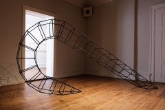 TRACK DESTROYER, 2022, 160 x 390 x 35 cm, ribbed steel rod, 8 channel audio